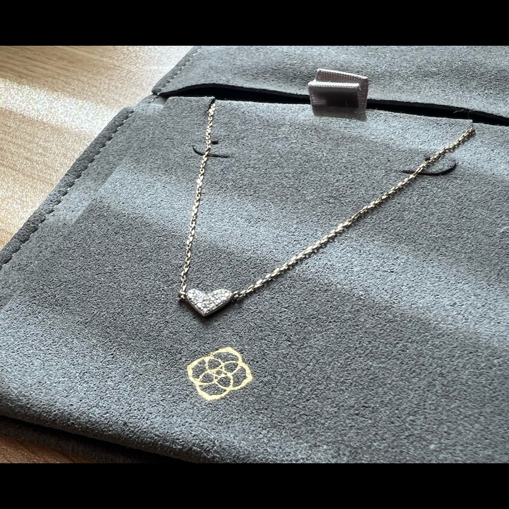 Kendra Scott Heart Necklace in 14k Yellow Gold and White Diamonds